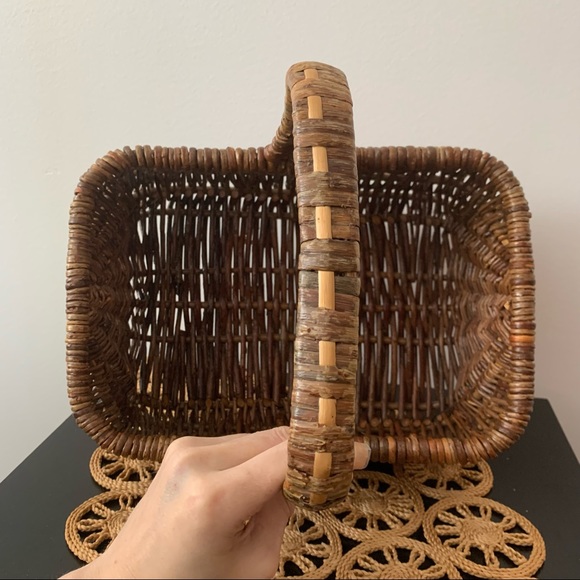 Vintage Rectangular Sturdy Wicker Woven Basket - Picture 3 of 10